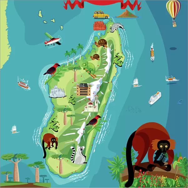 Cartoon map of Madagascar