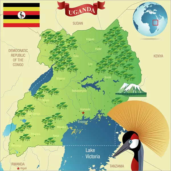Cartoon map of Uganda