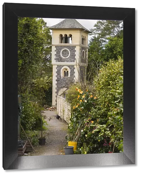Clock Tower in the Walled Garden on Garnish Island, or Illnaculin, in Bantry Bay, Beara Peninsula, County Cork, Republic of Ireland