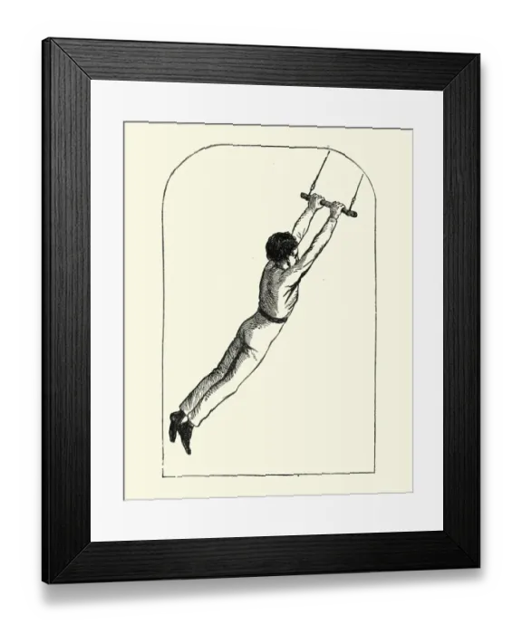 Framed Print : Victorian boy swinging on a trapeze Framed Print : Victorian boy swinging on a trapeze