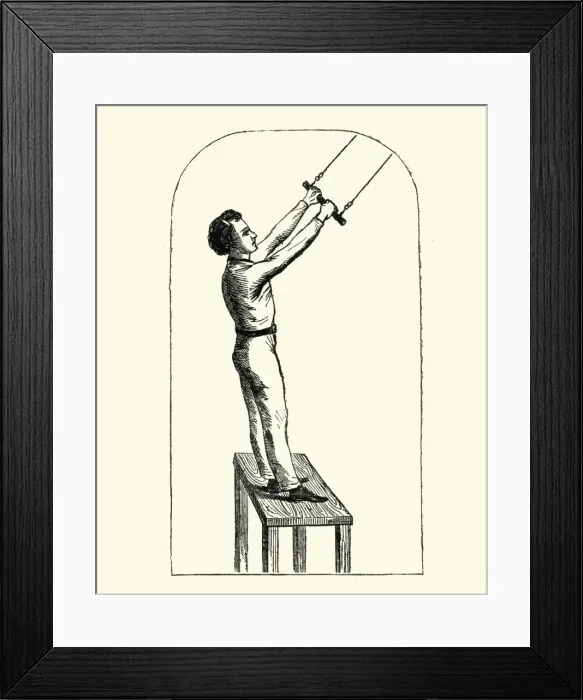 Framed Print : Victorian boy abouit to use a trapeze Framed Print : Victorian boy abouit to use a trapeze
