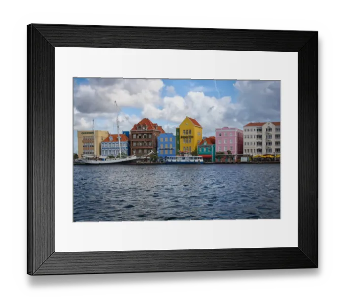 Framed Print : Curacao. Colourful waterfront of Caribbean island of Curacao Framed Print : Curacao. Colourful waterfront of Caribbean island of Curacao