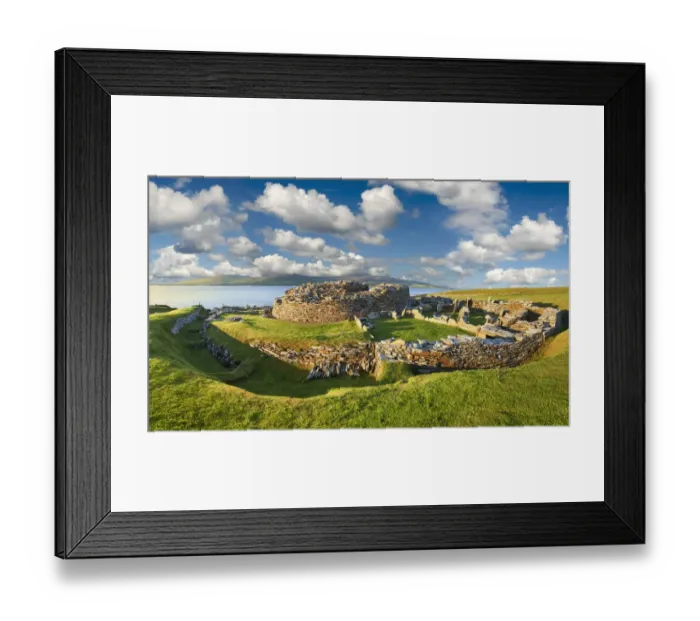 Framed Print : british, broch, cloudy sky, decayed, exterior views, historic, landscape shot, prehistoric Framed Print : british, broch, cloudy sky, decayed, exterior views, historic, landscape shot, prehistoric