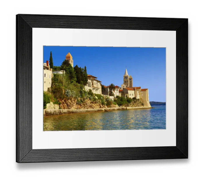 Framed Print : Promenade, medieval town of Rab, Rab Island, Primorje-Gorski Kotar County, Croatia Framed Print : Promenade, medieval town of Rab, Rab Island, Primorje-Gorski Kotar County, Croatia