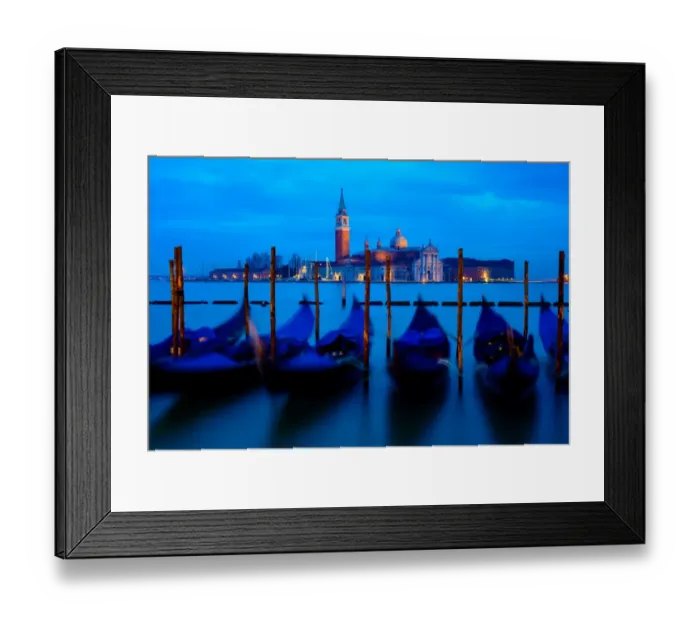 Framed Print : Moored Gondolas and the Island of Saint Giorgio Maggiore at Night Framed Print : Moored Gondolas and the Island of Saint Giorgio Maggiore at Night