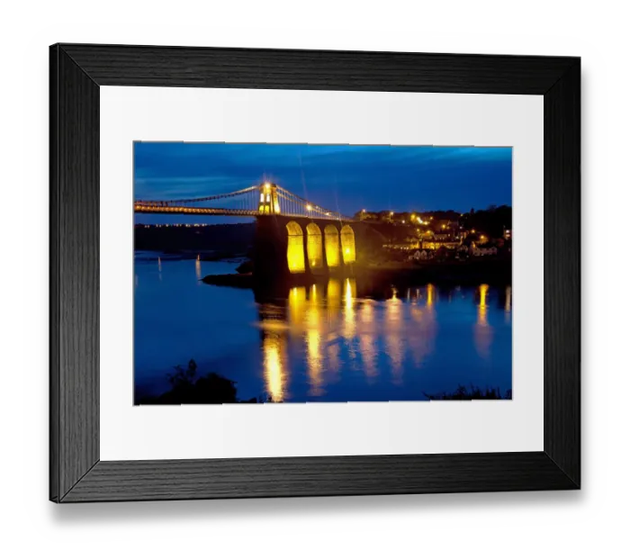 Framed Print : Menai Bridge in the Blue Hr Framed Print : Menai Bridge in the Blue Hr