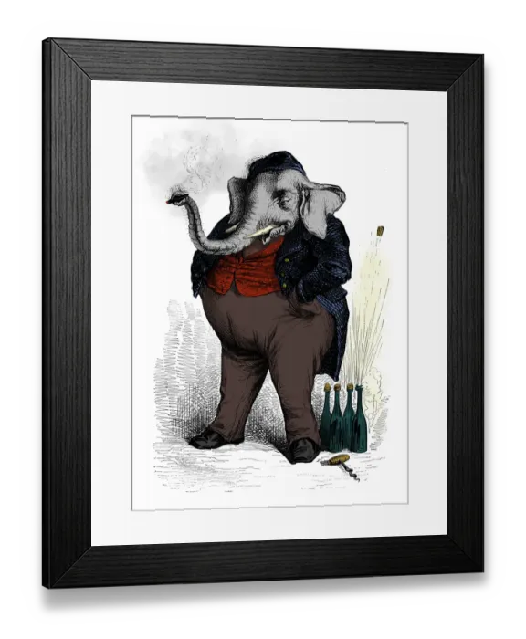Framed Print : Humanized animals illustrations: Elephant Framed Print : Humanized animals illustrations: Elephant