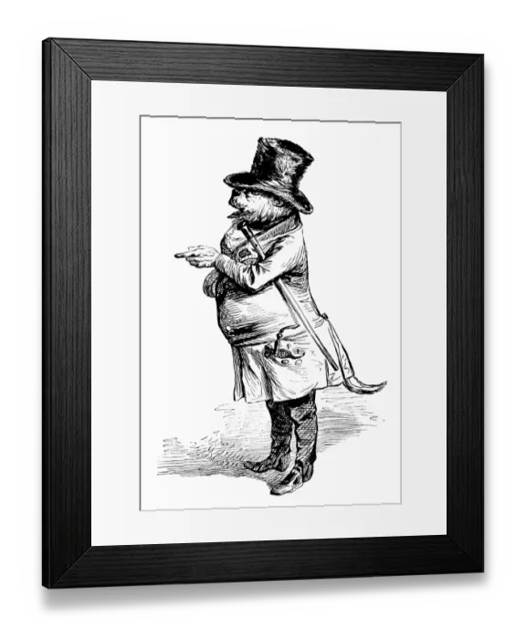 Framed Print : Humanized animals illustrations: Elegant dog or bear Framed Print : Humanized animals illustrations: Elegant dog or bear