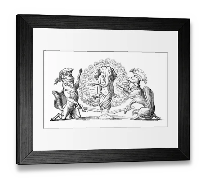 Framed Print : Humanized animals illustrations: Decoration Framed Print : Humanized animals illustrations: Decoration