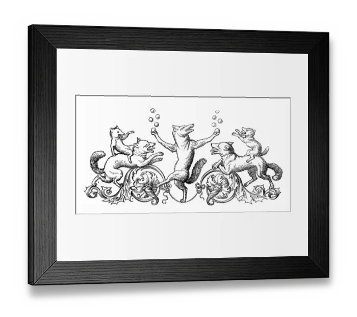 Framed Print : Humanized animals illustrations: Decoration Framed Print : Humanized animals illustrations: Decoration