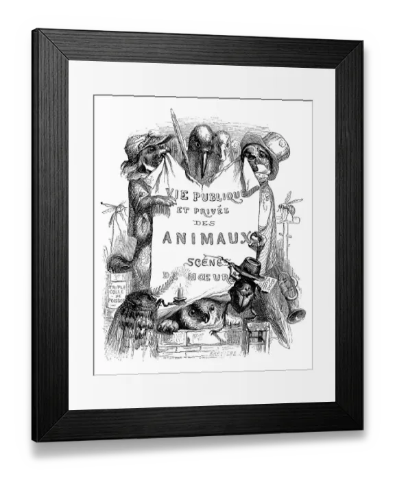 Framed Print : Humanized animals illustrations: Banner Framed Print : Humanized animals illustrations: Banner