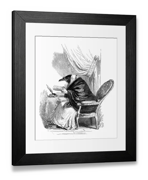 Framed Print : Humanized animals illustrations: Bird reading Framed Print : Humanized animals illustrations: Bird reading