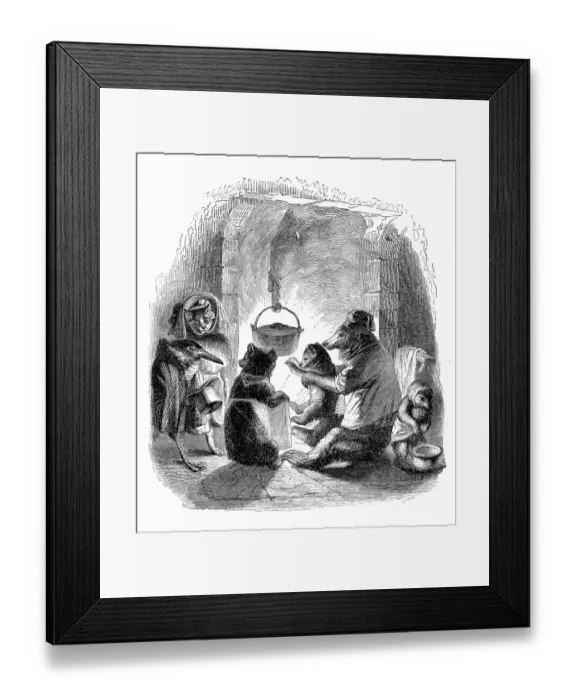 Framed Print : Humanized animals illustrations: Bear family