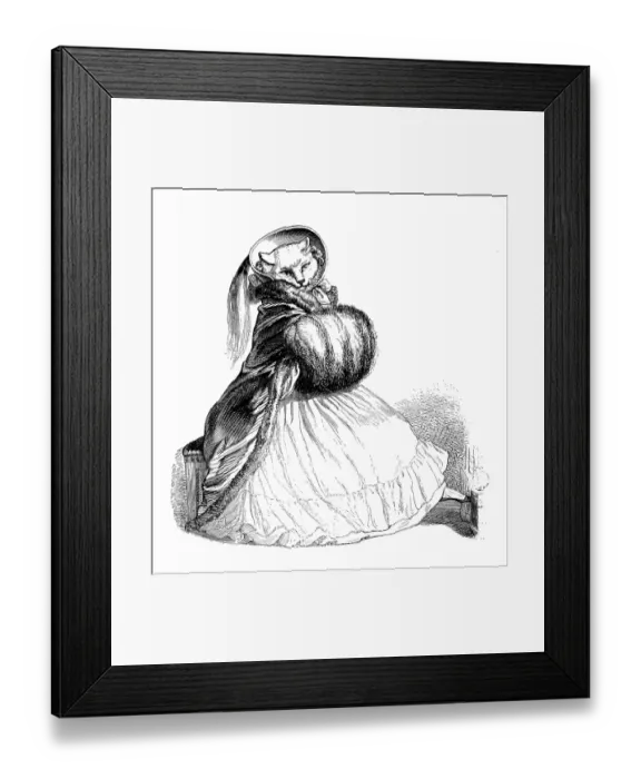 Framed Print : Humanized animals illustrations: Female cat Framed Print : Humanized animals illustrations: Female cat