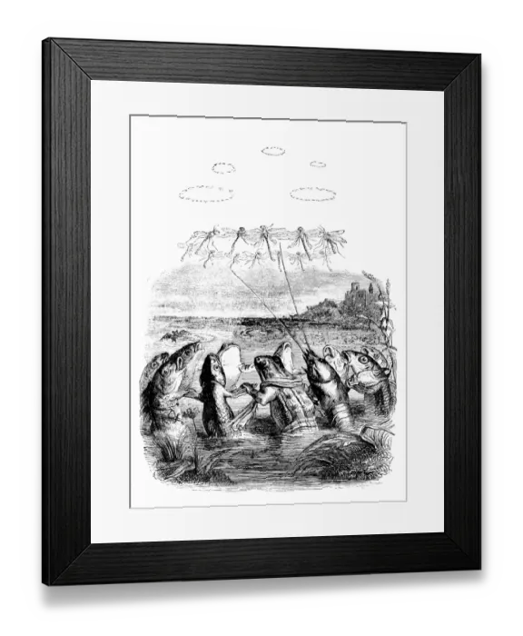 Framed Print : Humanized animals illustrations: Frogs, lobsters and dragonflies