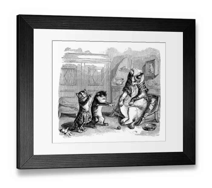 Framed Print : Humanized animals illustrations: Cat family Framed Print : Humanized animals illustrations: Cat family