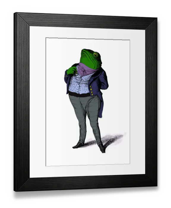 Framed Print : Humanized animals illustrations: Frog Framed Print : Humanized animals illustrations: Frog