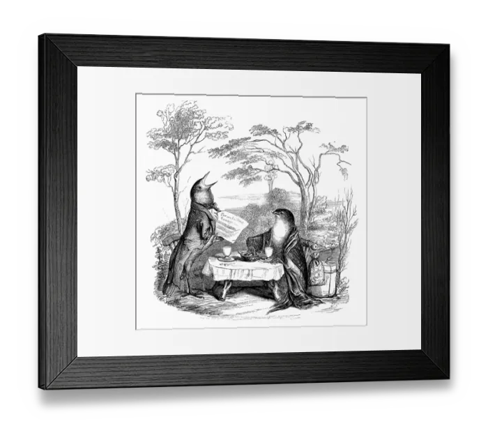 Framed Print : Humanized animals illustrations: birds Framed Print : Humanized animals illustrations: birds