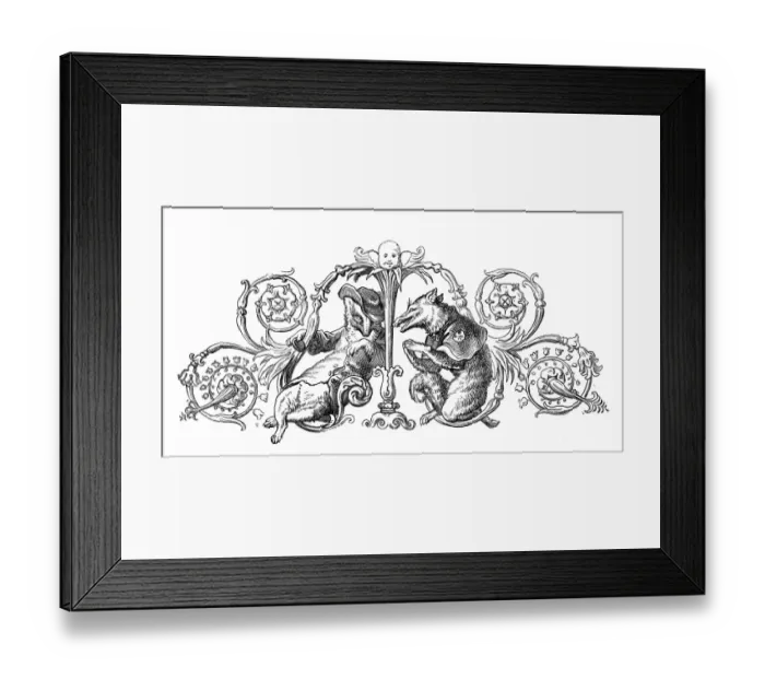 Framed Print : Humanized animals illustrations: Decoration Framed Print : Humanized animals illustrations: Decoration