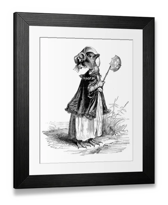 Framed Print : Humanized animals illustrations: Female bird Framed Print : Humanized animals illustrations: Female bird