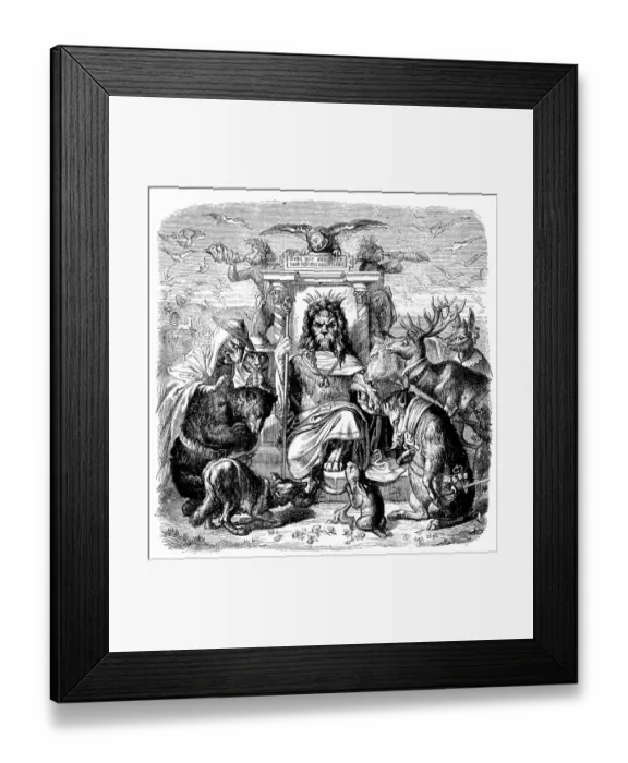 Framed Print : Humanized animals illustrations: Lion king Framed Print : Humanized animals illustrations: Lion king