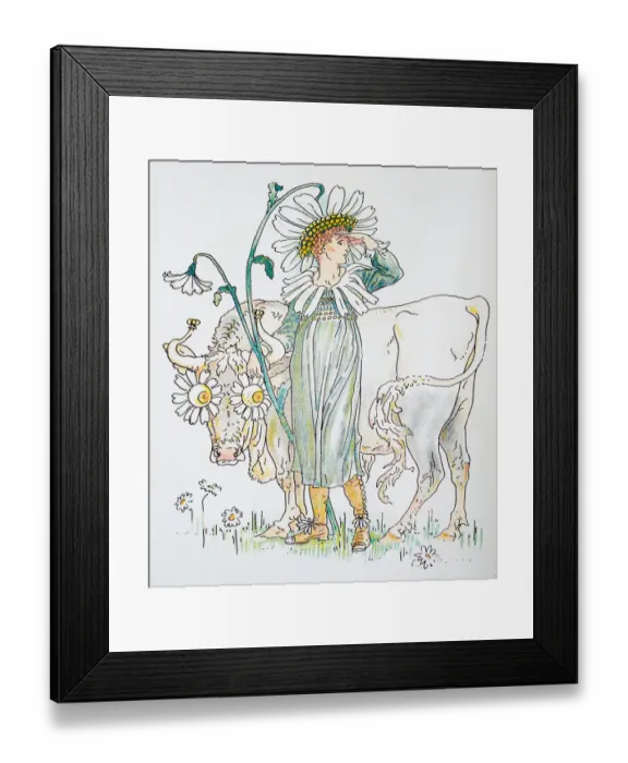 Framed Print : Antique illustration of humanized flowers and plants: Oxeye daisy Framed Print : Antique illustration of humanized flowers and plants: Oxeye daisy