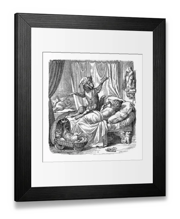 Framed Print : Humanized animals illustrations: Happy fox family Framed Print : Humanized animals illustrations: Happy fox family