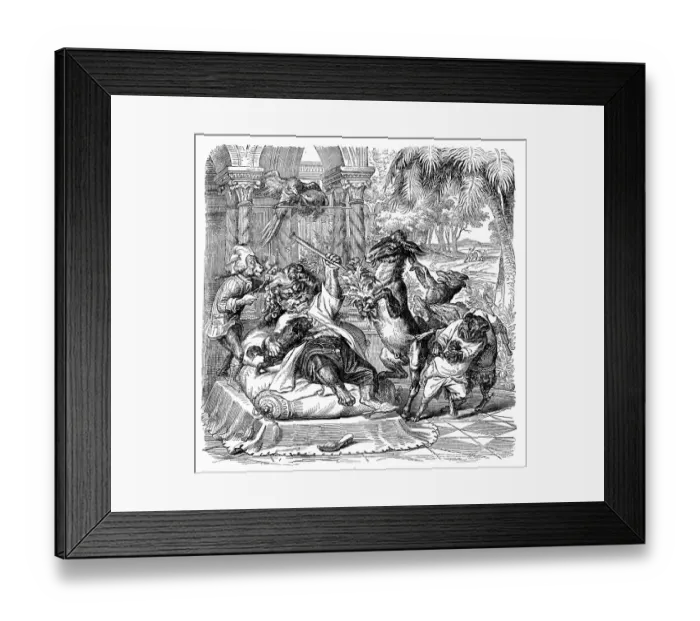 Framed Print : Humanized animals illustrations: Angry lion king Framed Print : Humanized animals illustrations: Angry lion king