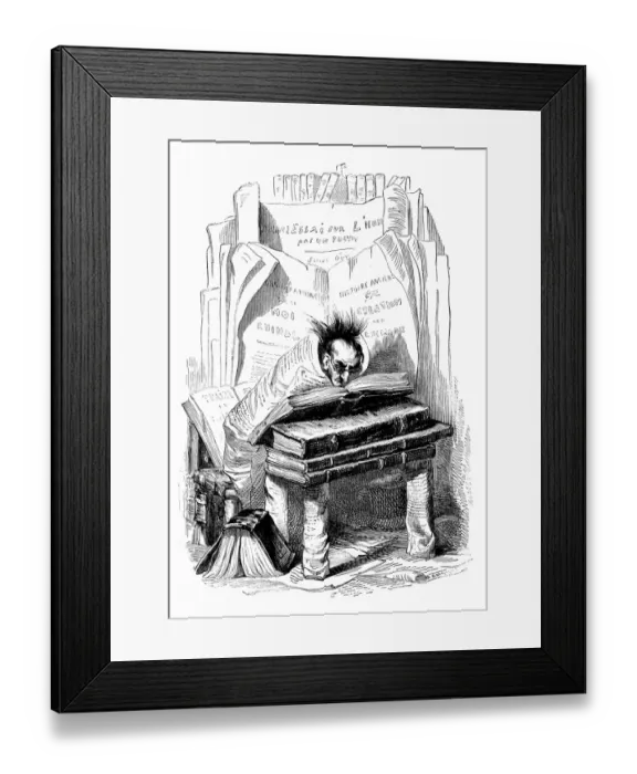 Framed Print : Humanized animals illustrations: Avid reader