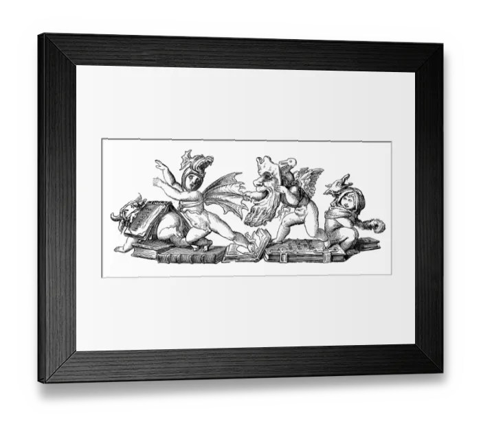 Framed Print : Humanized animals illustrations: Decoration Framed Print : Humanized animals illustrations: Decoration