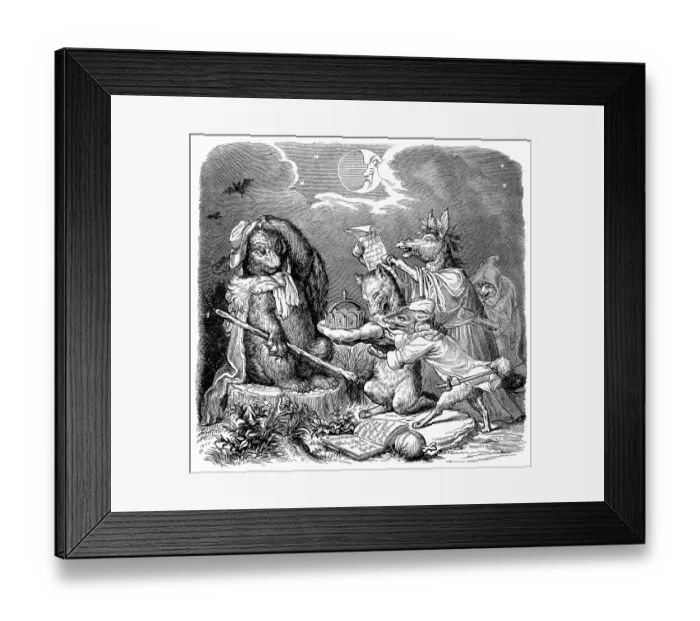 Framed Print : Humanized animals illustrations: Bear and fox Framed Print : Humanized animals illustrations: Bear and fox