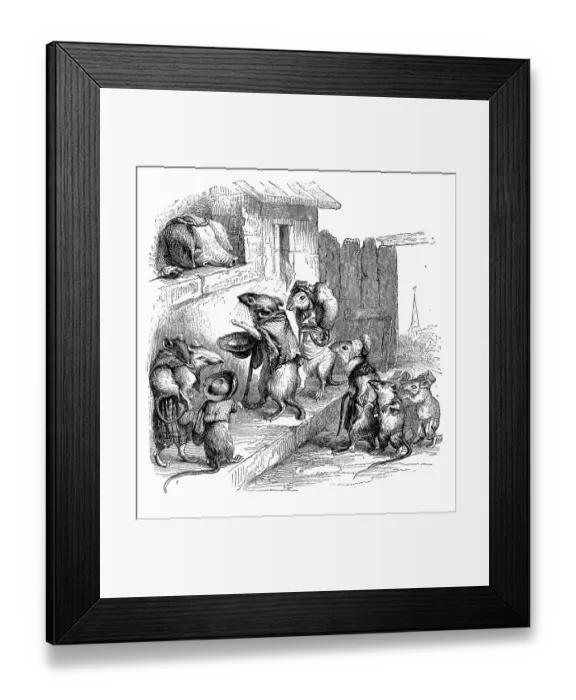 Framed Print : Humanized animals illustrations: Mice and pig Framed Print : Humanized animals illustrations: Mice and pig