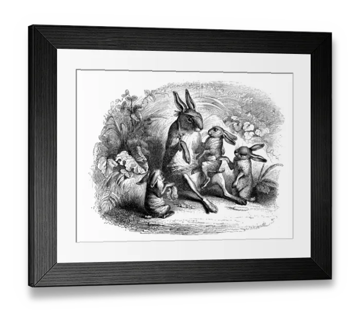 Framed Print : Humanized animals illustrations: Hare family Framed Print : Humanized animals illustrations: Hare family