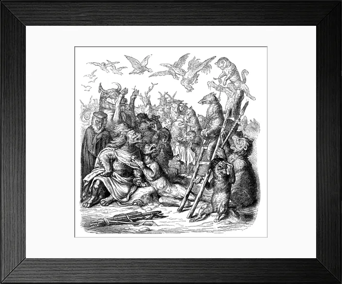 Framed Print : Humanized animals illustrations: Death Penalty Framed Print : Humanized animals illustrations: Death Penalty