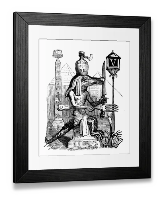 Framed Print : Humanized animals illustrations: Egyptian Crocodile Framed Print : Humanized animals illustrations: Egyptian Crocodile