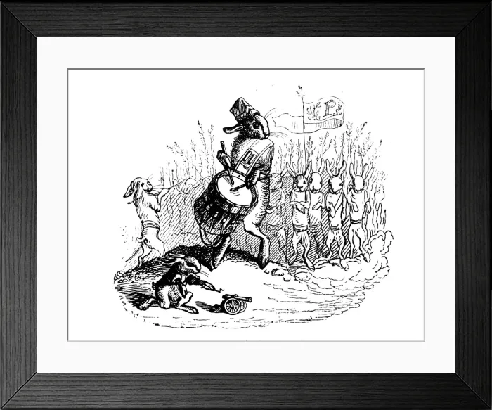 Framed Print : Humanized animals illustrations: Rabbit army Framed Print : Humanized animals illustrations: Rabbit army