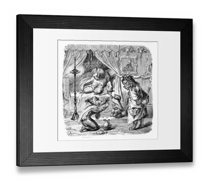 Framed Print : Humanized animals illustrations: Lion family Framed Print : Humanized animals illustrations: Lion family