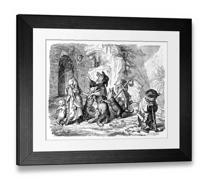 Framed Print : Humanized animals illustrations: Fox family Framed Print : Humanized animals illustrations: Fox family
