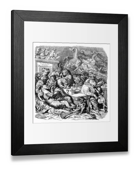 Framed Print : Humanized animals illustrations: Party Framed Print : Humanized animals illustrations: Party