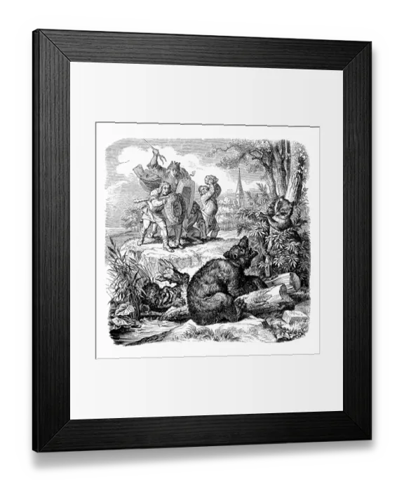 Framed Print : Humanized animals illustrations: Bear and fox Framed Print : Humanized animals illustrations: Bear and fox