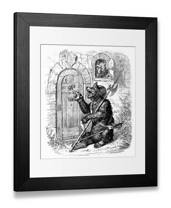Framed Print : Humanized animals illustrations: Soldier bear and fox Framed Print : Humanized animals illustrations: Soldier bear and fox
