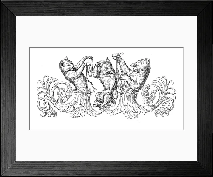Framed Print : Humanized animals illustrations: Decoration Framed Print : Humanized animals illustrations: Decoration