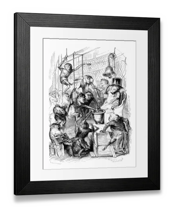 Framed Print : Humanized animals illustrations: monkeys Framed Print : Humanized animals illustrations: monkeys
