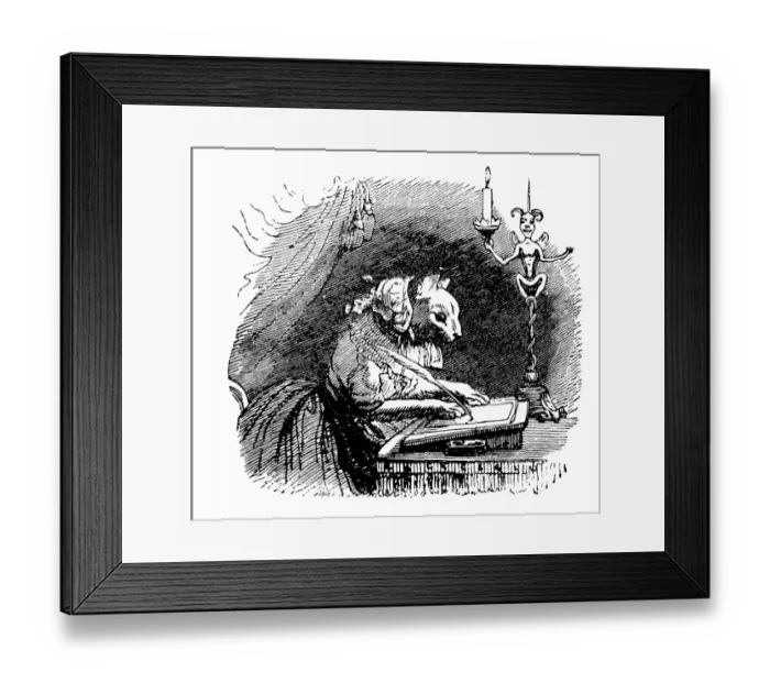 Framed Print : Humanized animals illustrations: Writing Framed Print : Humanized animals illustrations: Writing