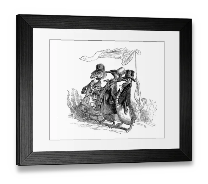 Framed Print : Humanized animals illustrations: three penguins Framed Print : Humanized animals illustrations: three penguins
