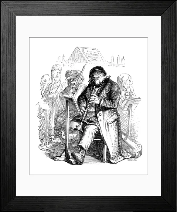 Framed Print : Humanized animals illustrations: Dog musician Framed Print : Humanized animals illustrations: Dog musician