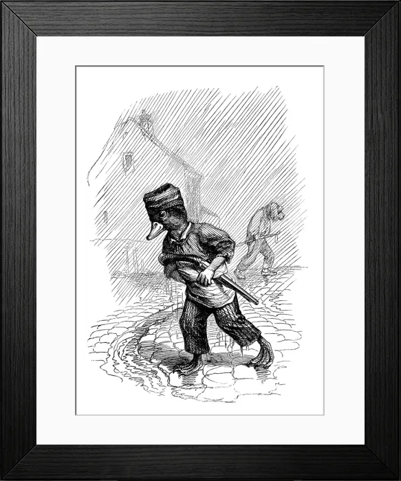 Framed Print : Humanized animals illustrations: bird with weapon Framed Print : Humanized animals illustrations: bird with weapon