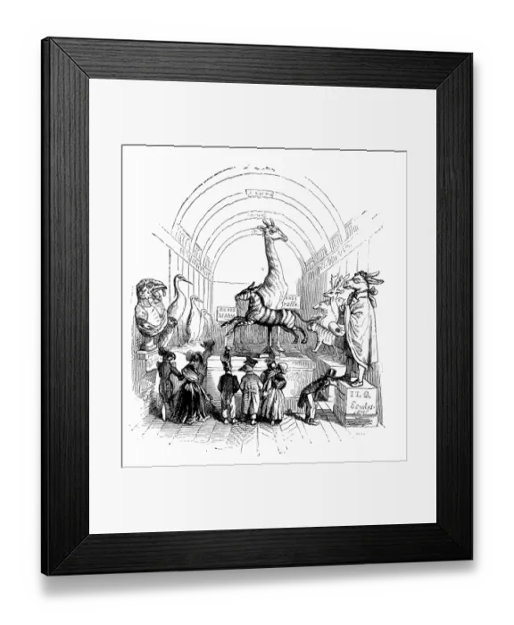 Framed Print : Humanized animals illustrations: Museum Framed Print : Humanized animals illustrations: Museum