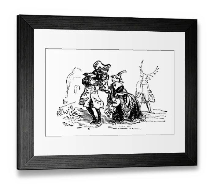 Framed Print : Humanized animals illustrations: Couple Framed Print : Humanized animals illustrations: Couple