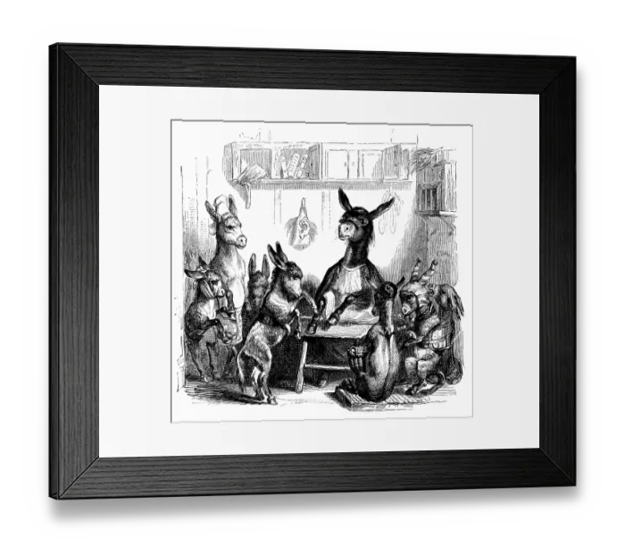 Framed Print : Humanized animals illustrations: Donkeys Framed Print : Humanized animals illustrations: Donkeys